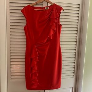 Calvin Klein MIDI Poppy Ruffle Cap sleeve Dress